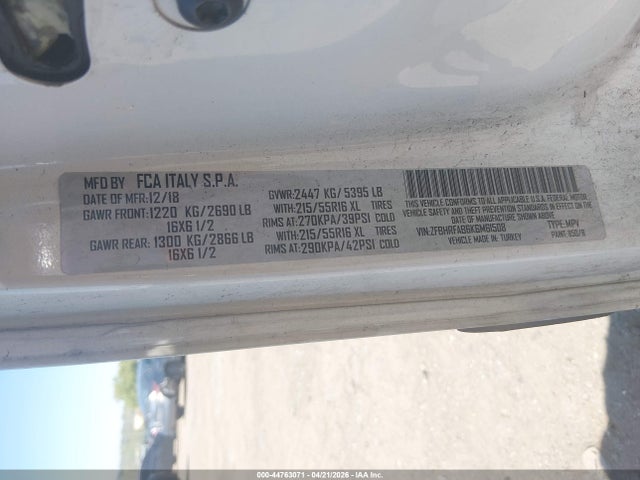 Auction sale of the 2019 Ram Promaster City Tradesman, vin: ZFBHRFAB6K6M61508, lot number: 44763071