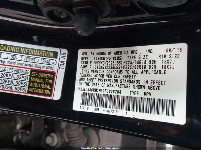 Honda Cr-v Touring 2015 5J6RM3H91FL026284 Image 9
