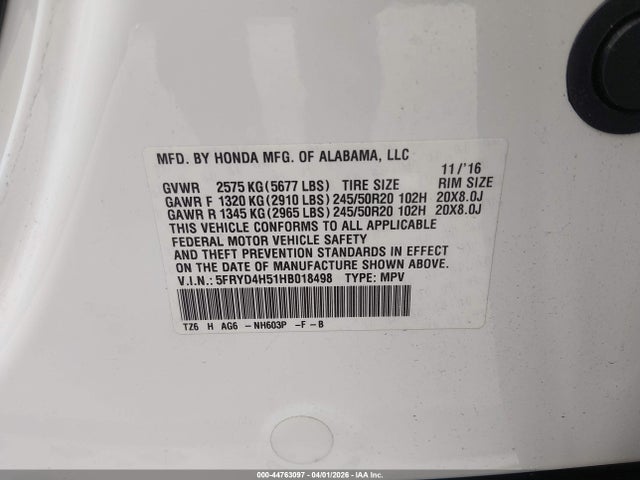 Продаж на аукціоні авто 2017 Acura Mdx Technology Package, vin: 5FRYD4H51HB018498, номер лоту: 44763097