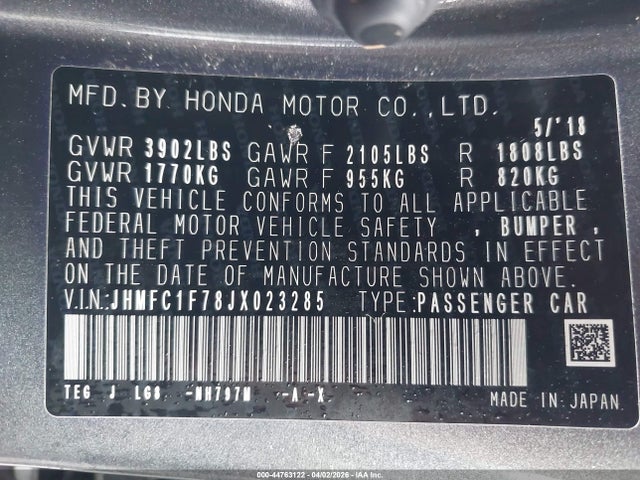 JHMFC1F78JX023285 Honda Civic Ex-l