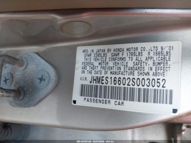 2002 HONDA CIVIC JHMES16602S003052 Photo 8