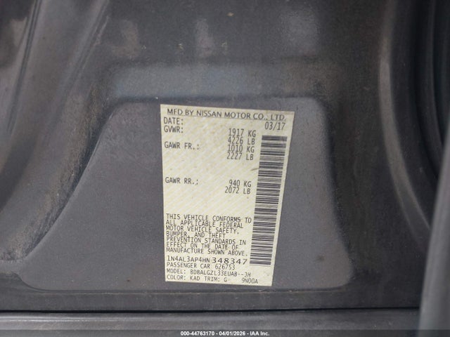 Nissan Altima 2.5 S 2017 1N4AL3AP4HN348347 Image 9