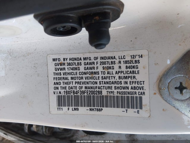 Honda CIVIC HYBRID 2015 19XFB4F39FE200288 Image 9