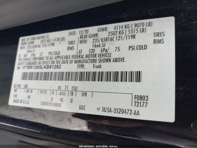 Ford Transit 2020 1FTBR1X85LKB81282 Image 9