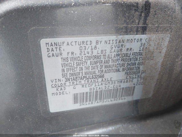 Nissan SENTRA SV 2018 3N1AB7AP5JL632566 Image 9