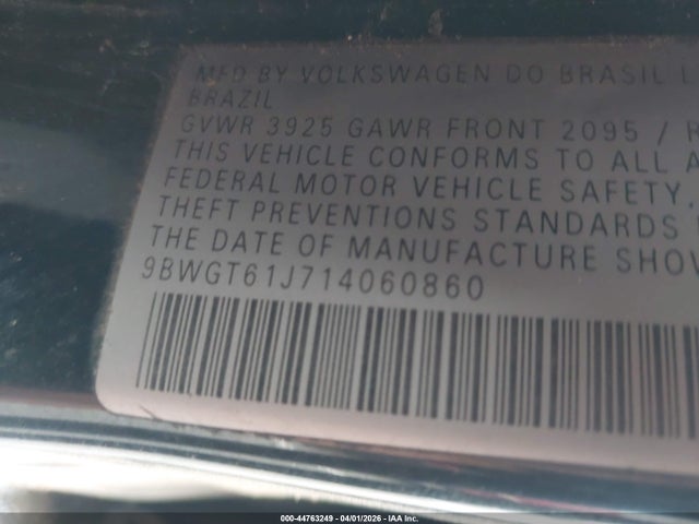 2001 Volkswagen Golf Gls მანქანა იყიდება აუქციონზე, vin: 9BWGT61J714060860, აუქციონის ნომერი: 44763249