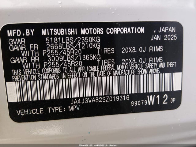 JA4J3VA82SZ019316 Mitsubishi Outlander Se 2.5 2wd