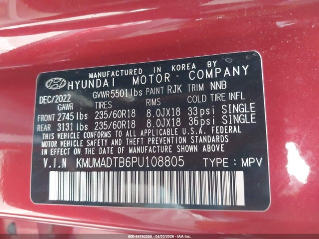 KMUMADTB6PU108805 Genesis Gv70 2.5t Awd