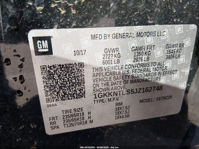 2018 Gmc Acadia Sle-2 მანქანა იყიდება აუქციონზე, vin: 1GKKNTLS5JZ162748, აუქციონის ნომერი: 44763283