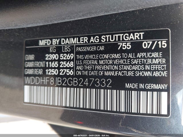 Продаж на аукціоні авто 2016 Mercedes-benz E 350 4matic, vin: WDDHF8JB2GB247332, номер лоту: 44763331