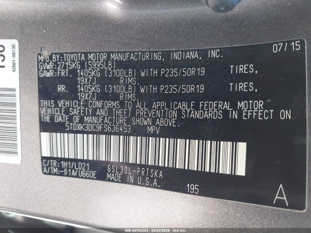 2015 TOYOTA SIENNA 5TDXK3DC9FS636453 Photo 8