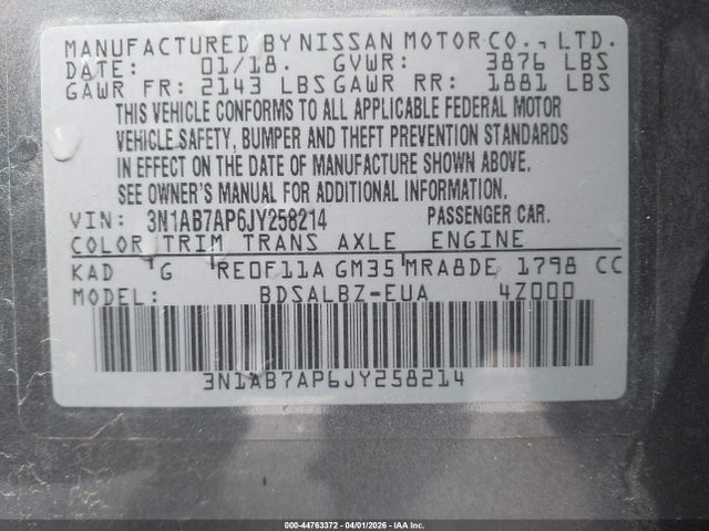 2018 NISSAN SENTRA 3N1AB7AP6JY258214 Photo 8