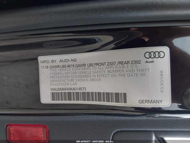 Aukcja sprzedaży 2019 Audi A4 40 Premium, vin: WAUGMAF49KA014573, numer aukcji: 44763377