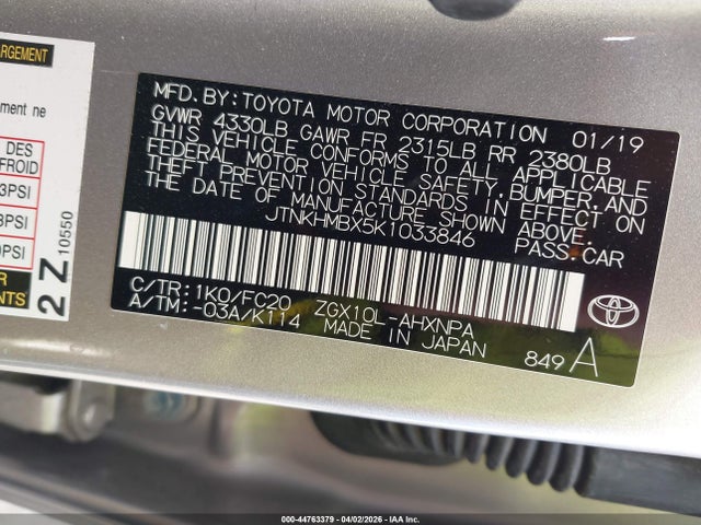 JTNKHMBX5K1033846 Toyota C-HR LE