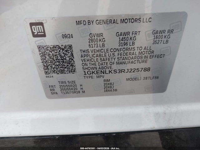 2024 Gmc Acadia Fwd Denali მანქანა იყიდება აუქციონზე, vin: 1GKENLKS3RJ225788, აუქციონის ნომერი: 44763381