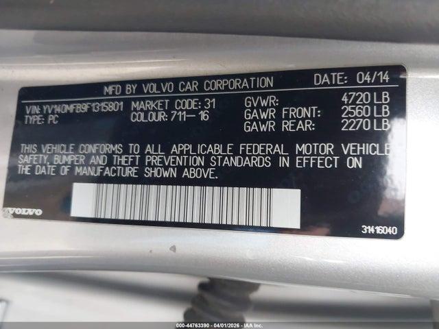 2015 VOLVO S60 YV140MFB9F1315801 Photo 8