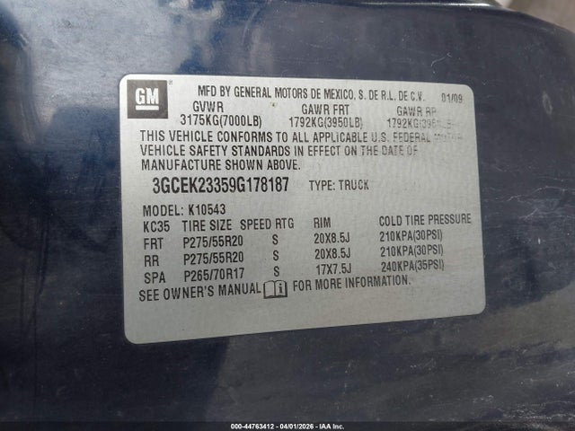 2009 CHEVROLET SILVERADO 1500 3GCEK23359G178187 Photo 8