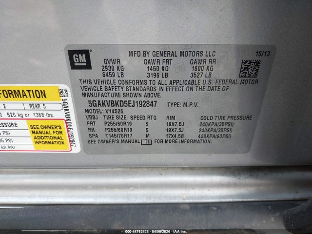 2014 BUICK ENCLAVE 5GAKVBKD5EJ192847 Photo 8