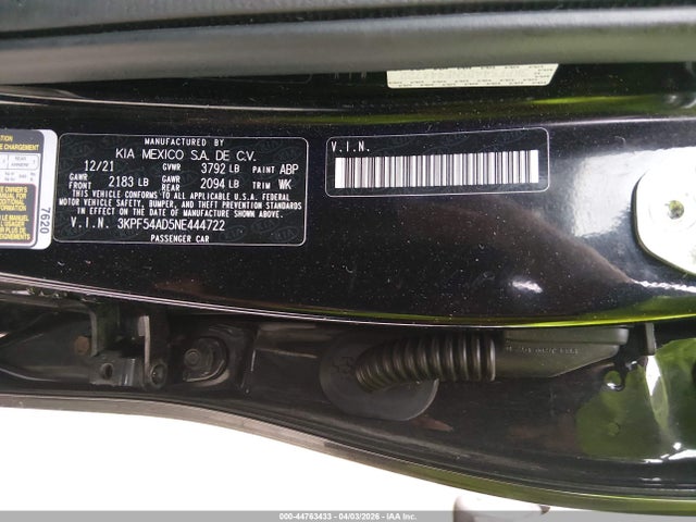 2022 Kia Forte Gt-line მანქანა იყიდება აუქციონზე, vin: 3KPF54AD5NE444722, აუქციონის ნომერი: 44763433