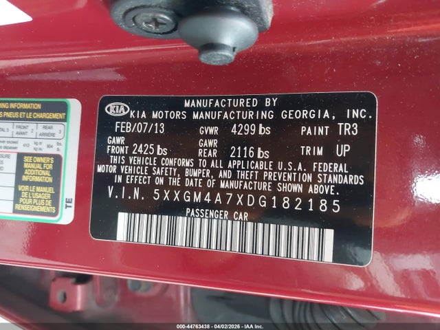 Продаж на аукціоні авто 2013 Kia Optima Lx, vin: 5XXGM4A7XDG182185, номер лоту: 44763438