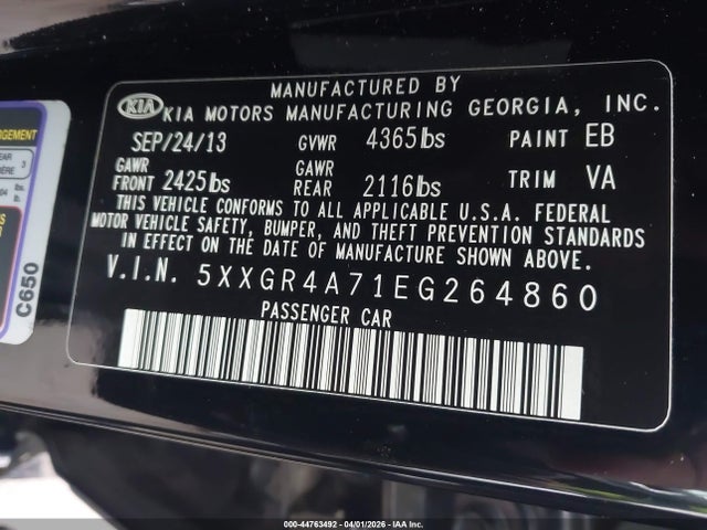 KIA OPTIMA SX 2014 5XXGR4A71EG264860 Image 9