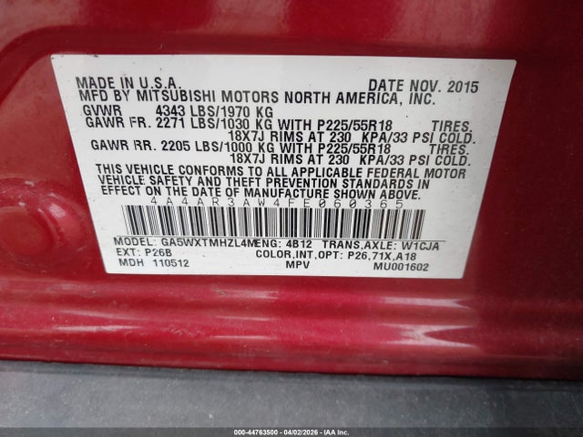 2015 MITSUBISHI OUTLANDER SPORT 4A4AR3AW4FE060365 Photo 8