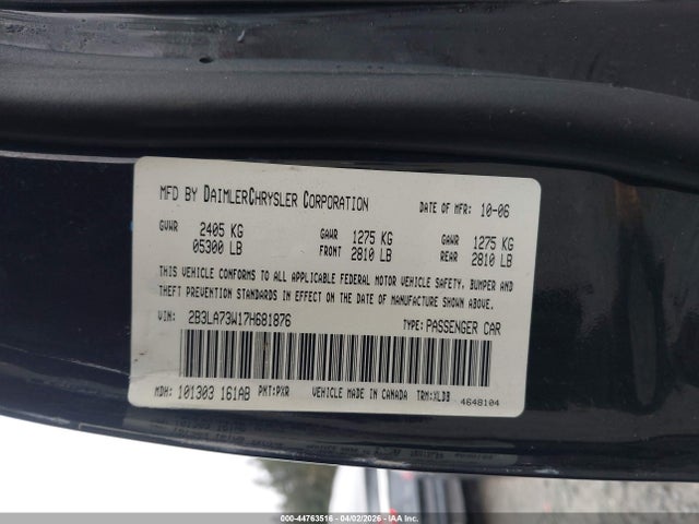Продаж на аукціоні авто 2007 Dodge Charger Srt8, vin: 2B3LA73W17H681876, номер лоту: 44763516