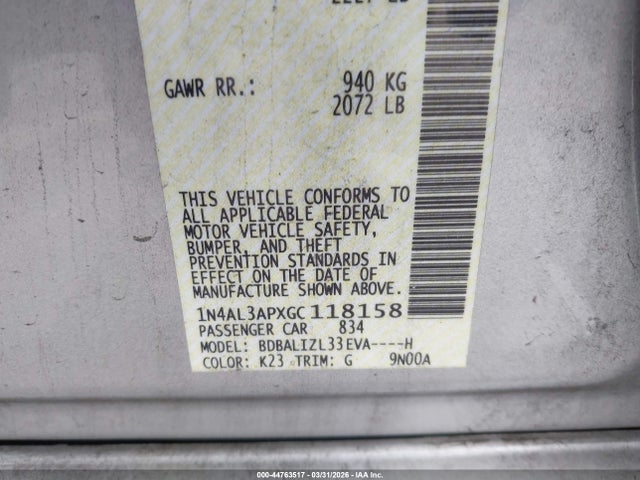 2016 NISSAN ALTIMA 1N4AL3APXGC118158 Photo 8