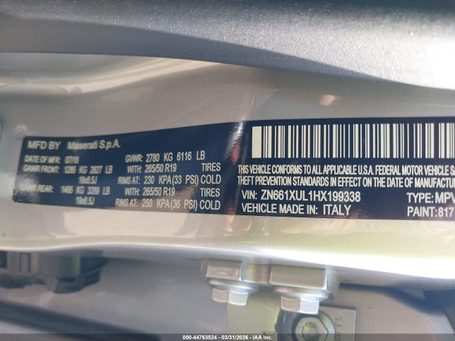 2017 MASERATI LEVANTE ZN661XUL1HX199338 Photo 8