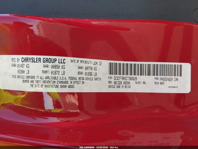 2012 FIAT 500 3C3CFFBR2CT366628 Photo 8