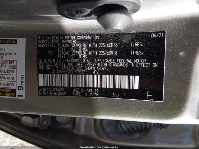 44763607 :رقم المزاد ، JTJGARBZ2M2197837 vin ، 2021 Lexus Nx 300 مزاد بيع