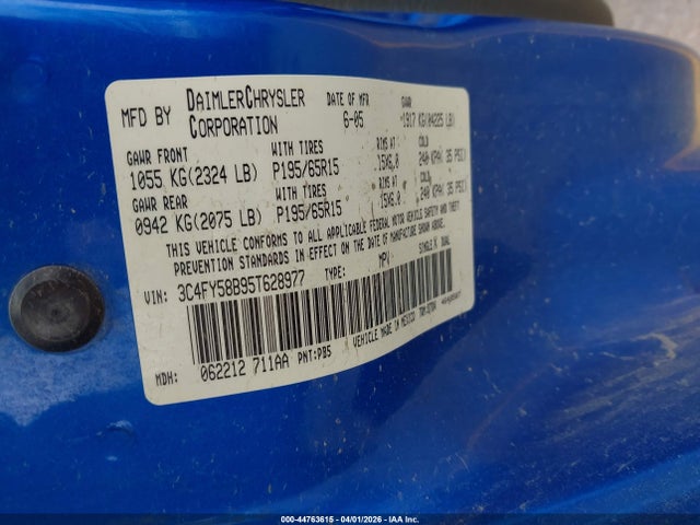 Продажа на аукционе авто 2005 Chrysler Pt Cruiser Touring, vin: 3C4FY58B95T628977, номер лота: 44763615