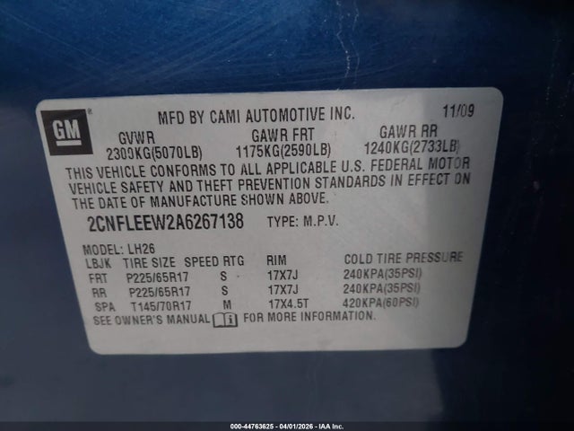 2010 CHEVROLET EQUINOX 2CNFLEEW2A6267138 Photo 8