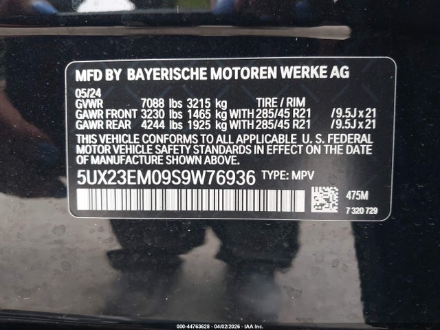 5UX23EM09S9W76936 BMW X7 Xdrive40i
