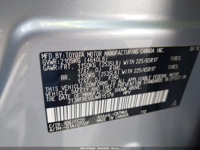 Toyota Rav4 Xle 2018 2T3RFREV0JW815178 Image 9