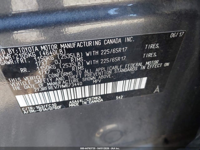 2T3RFREV7HW673440 Toyota Rav4 Xle