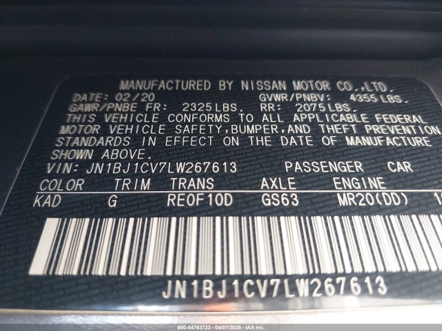 JN1BJ1CV7LW267613 Nissan Rogue Sport Sv Fwd Xtronic Cvt