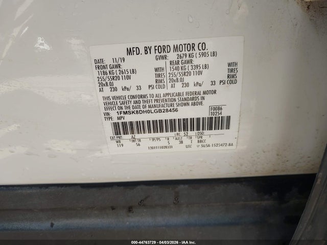 Ford EXPLORER XLT 2020 1FMSK8DH0LGB28456 Image 9