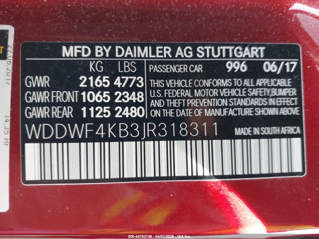 2018 Mercedes-benz C 300 4matic მანქანა იყიდება აუქციონზე, vin: WDDWF4KB3JR318311, აუქციონის ნომერი: 44763746