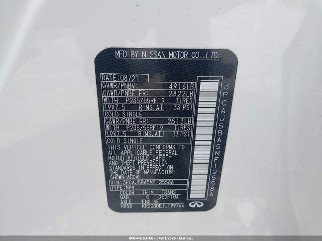 Infiniti Qx50 Luxe 2021 3PCAJ5BA5MF125586 Image 9