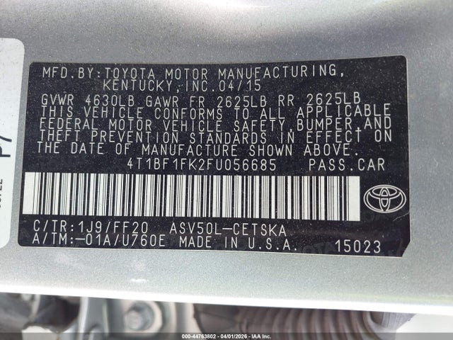 Toyota CAMRY SE 2015 4T1BF1FK2FU056685 Image 9