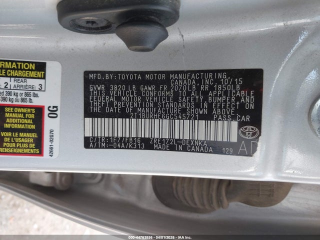 2T1BURHE6GC545721 Toyota COROLLA LE