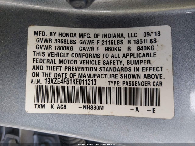 19XZE4F51KE011313 Honda INSIGHT EX