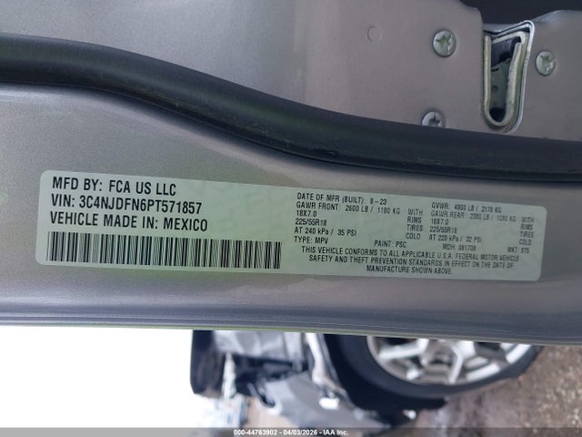 Продажа на аукционе авто 2023 Jeep Compass Latitude Lux Fwd, vin: 3C4NJDFN6PT571857, номер лота: 44763902