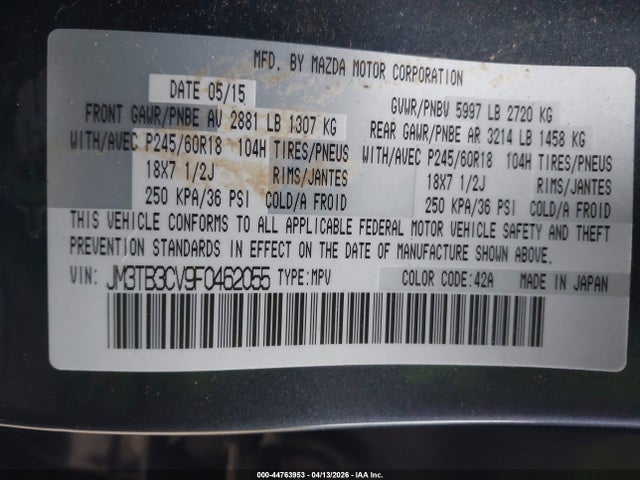 2015 MAZDA CX-9 JM3TB3CV9F0462055 Photo 8