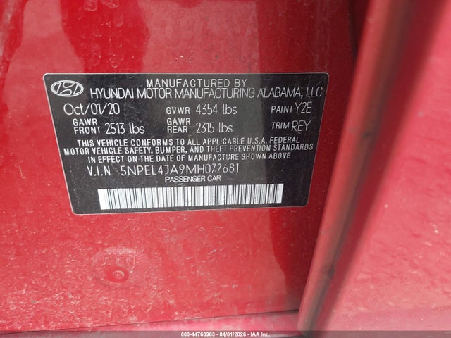 Продажа на аукционе авто 2021 Hyundai Sonata Sel, vin: 5NPEL4JA9MH077681, номер лота: 44763963