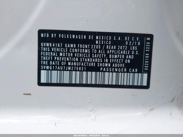 3VWG17AU7JM275821 Volkswagen Golf Tsi S/tsi Se