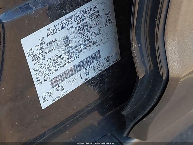 Aukcja sprzedaży 2004 Mazda Tribute Lx V6, vin: 4F2YZ94184KM02763, numer aukcji: 44764022
