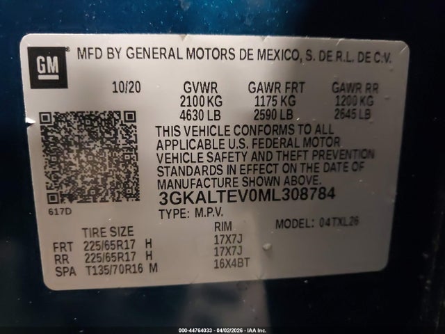 Aukcja sprzedaży 2021 Gmc Terrain Awd Sle, vin: 3GKALTEV0ML308784, numer aukcji: 44764033