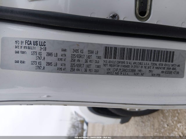 Продаж на аукціоні авто 2019 Jeep Cherokee Latitude Plus 4x4, vin: 1C4PJMLB0KD153800, номер лоту: 44764041